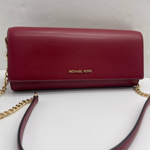 Michael Kors Handbags - MICHAEL KORS Jet Set Md Leather Flap Clutch Crossbody Shoulder Bag Wallet
Cherry